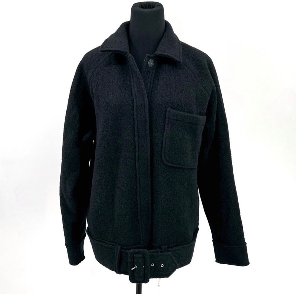 RARE Anine Bing black Jayden wool buckled belt jacket XS
